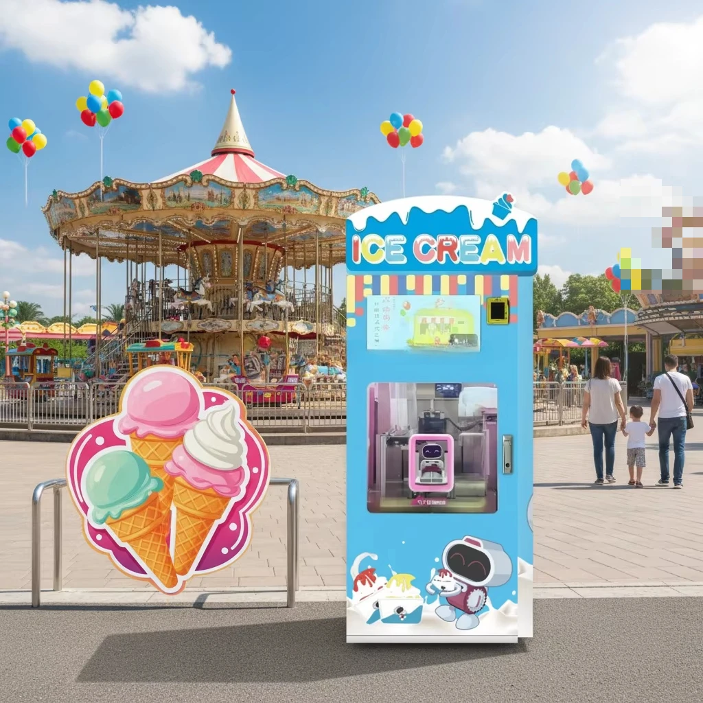 Commercial Automatic Soft Ice Cream Vending Machine Self-service Frozen Yogurt Dispenser