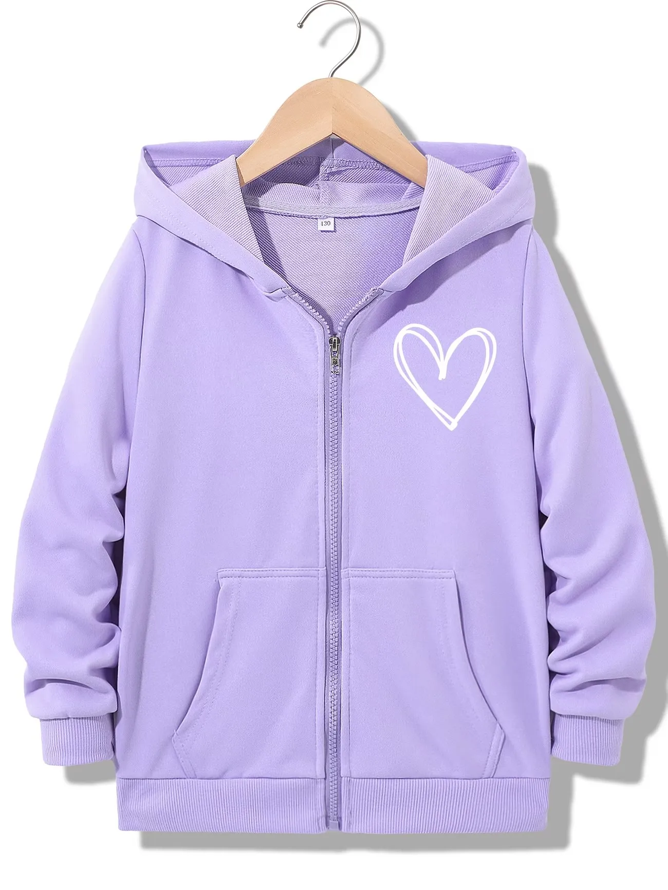 Lässiger Unisex-Hoodie mit Herz-Print und Reißverschluss für Jungen und Mädchen, trendige Mode-Sweatshirts für Winter und Herbst, Kinder.