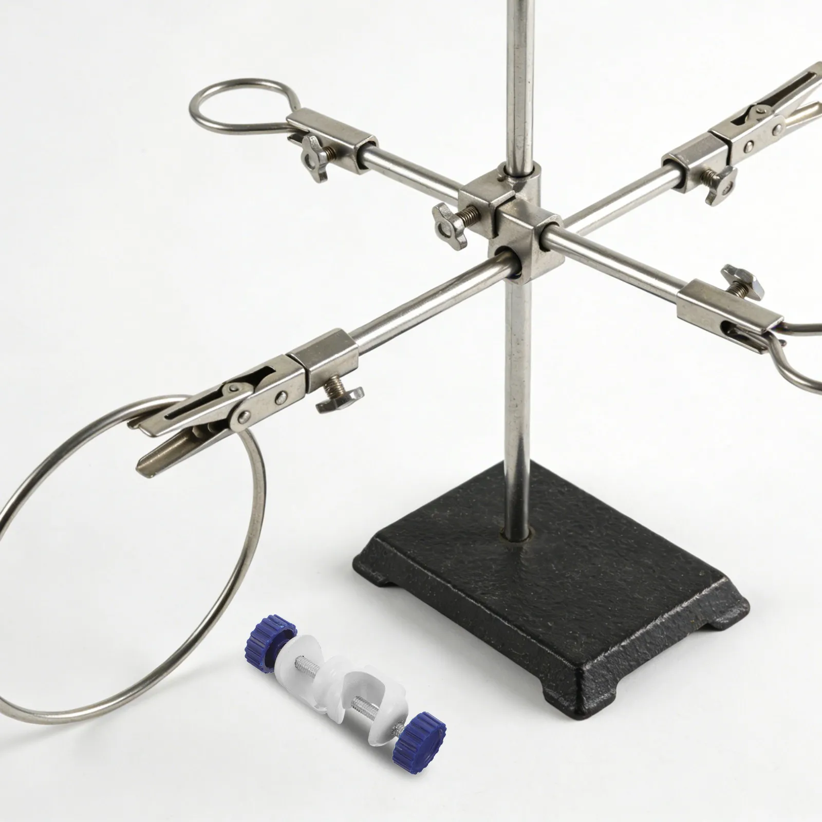 

Dual Thumbscrew Lab Clamp Adjustable Boss Head Clamp Cross 90 Degree Rod Connector Universal Laboratory Support Stand Chemistry
