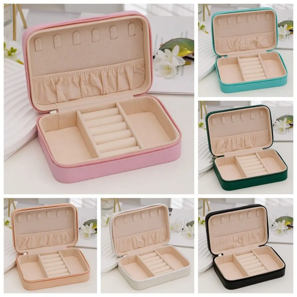 

Кожаный органайзер для хранения безделушек, пылезащитный однотонный футляр для хранения ювелирных изделий, большая вместимость, простая коробка для демонстрации ювелирных изделий, серьги