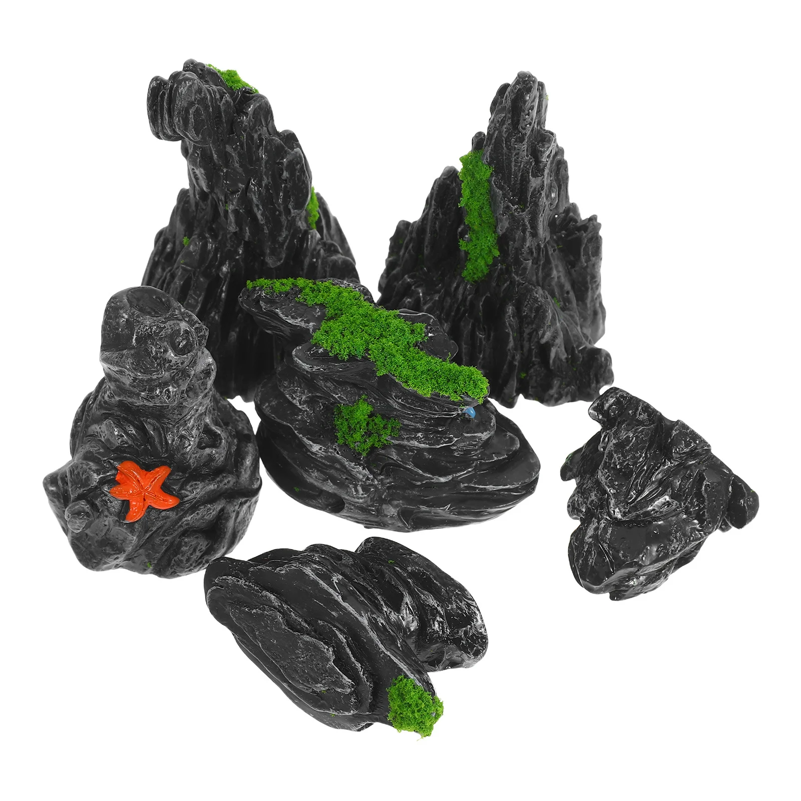 

6Pcs Aquarium Resin Rock Cave Miniature Decor Natural Texture Fish Tank Landscape Betta Shrimp Shelter Realistic Underwater