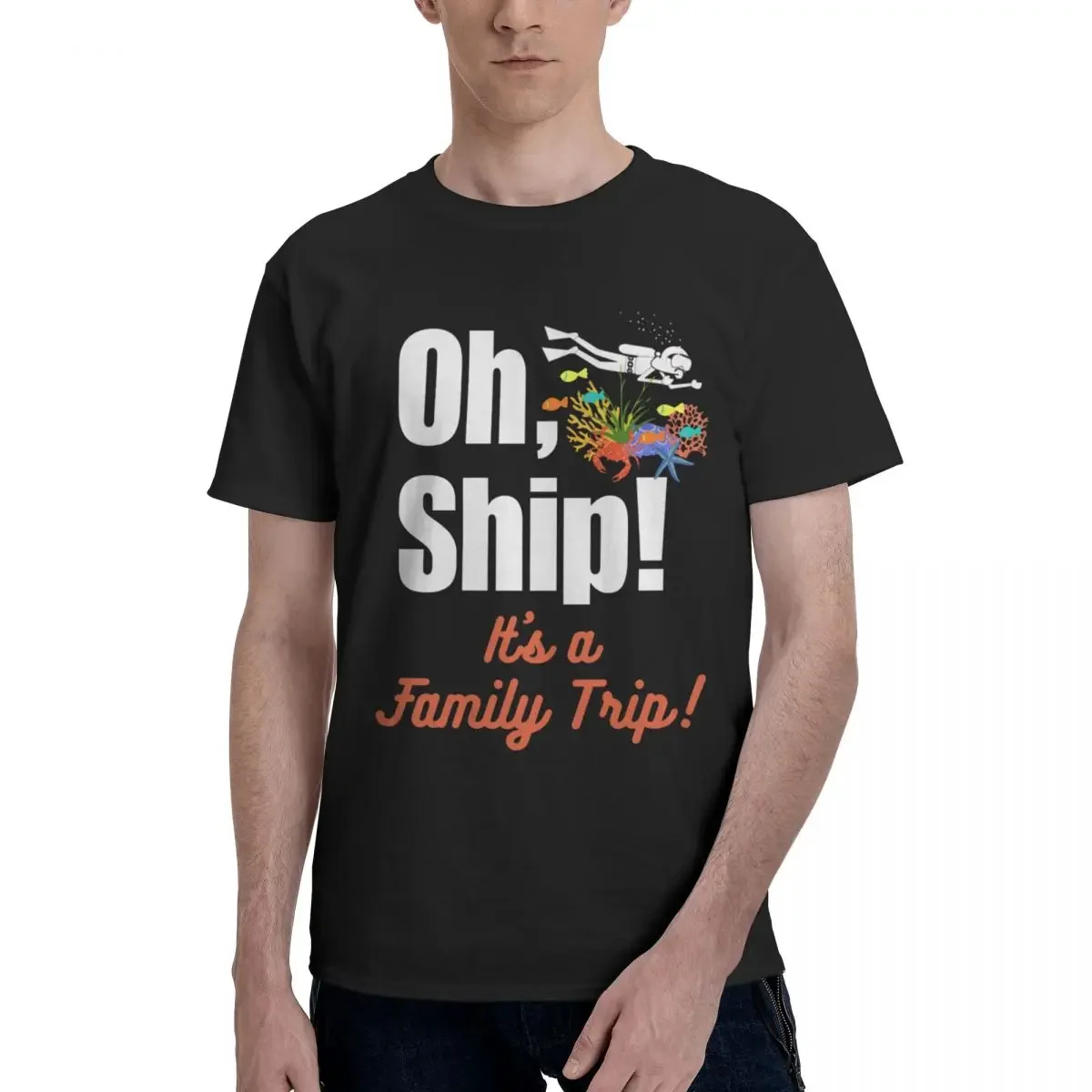 Oh Ship It's A Family Trip Oh Ship Cruise T-Shirts Travel Lover Holiday Oversized T Shirt Mens Women Man Tee Short Sleeve Tops