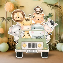 Jungle Animal Backdrop Arch Large Size Mosaic Board Cutout Wild One Safari Animal Backdrop for Birthday Baby Shower Background