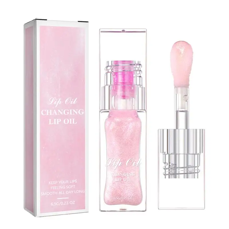 Glänzende Perle Feuchtigkeit creme Farbwechsel Lip gloss transparente Farbwechsel Glas Lippen öl Glitter Wasser Lip gloss Lip Glasur