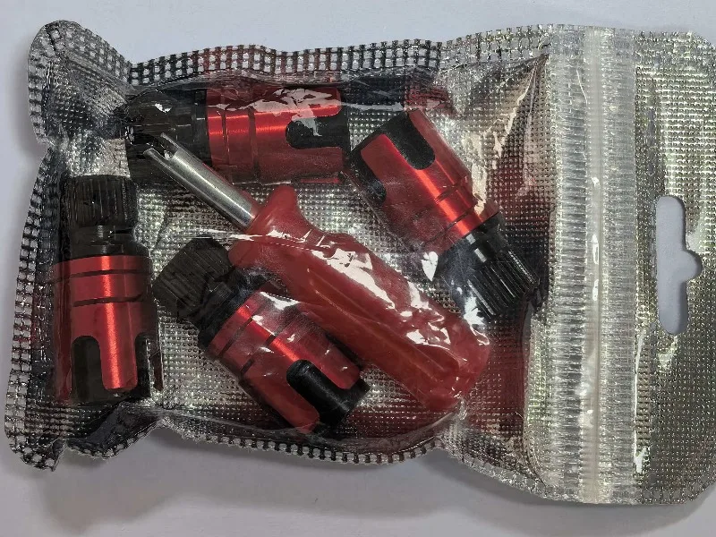 Desert Off-Road Tire Quick Exhaust Valve, Red, Black, Silver ，4-Piece Cover and 1-Piece Spool Wrench