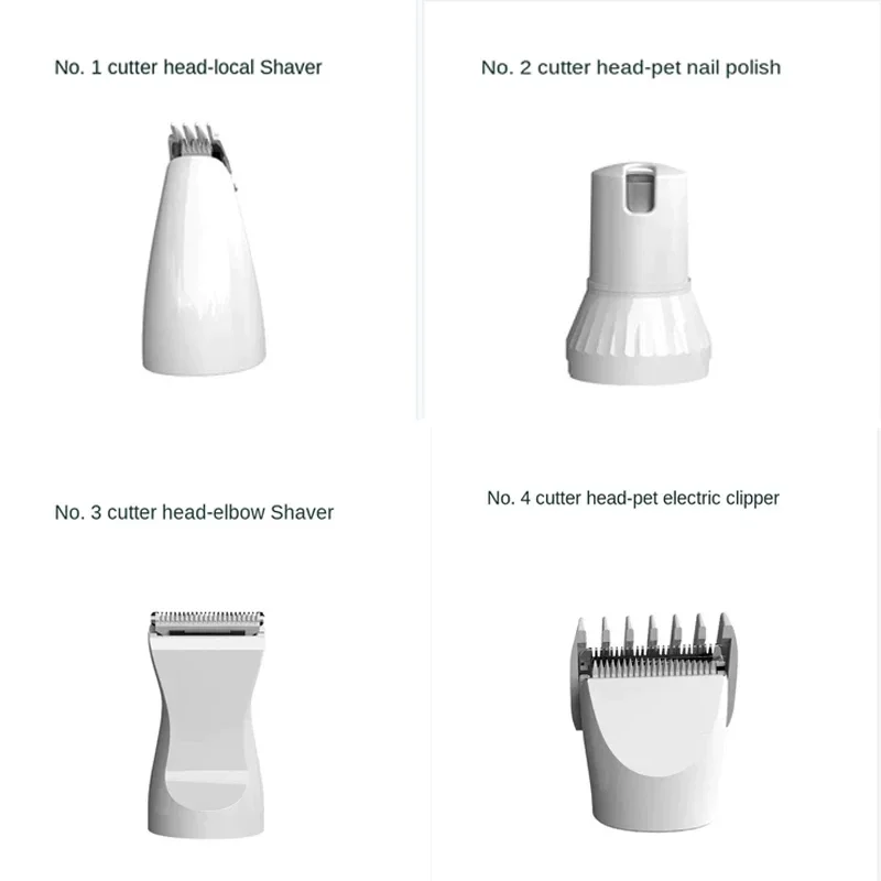 Juego de cuidado y cuidado de mascotas 4 en 1, afeitadora de pelo para mascotas con 4 cuchillas diferentes, cortaúñas para mascotas de poco ruido, recortadora segura inalámbrica recargable para perros