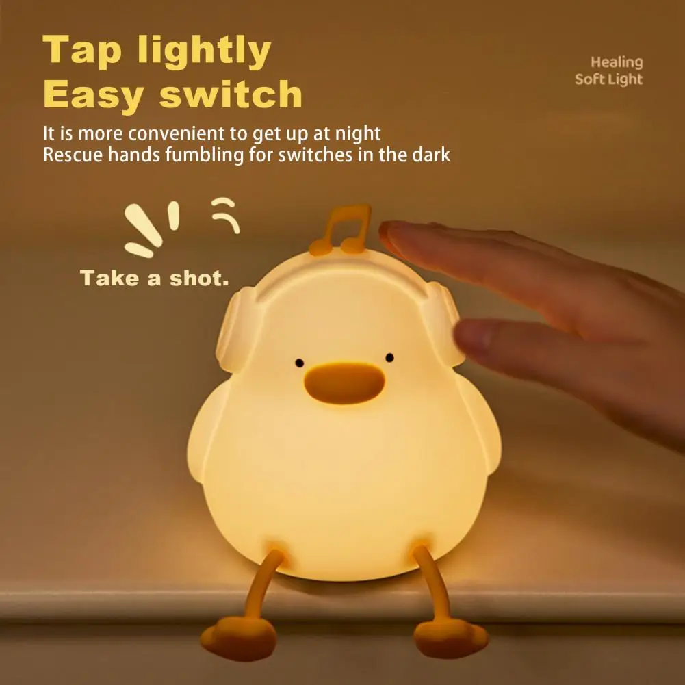 

Duck Night Light Table Lamp Cute Duck Led Night Light for Nursery Dimmable Rechargeable Lamp with Soft Silicone Touch Control