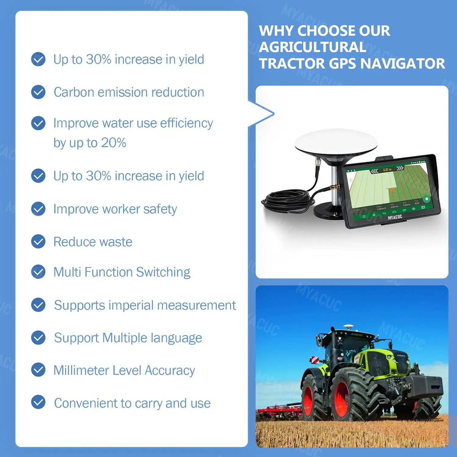 9 Inch Touch Screen Agriculture Tractor GPS Navigator Harvester GNSS Navigator for Seeding and Sowing Farmland Activities