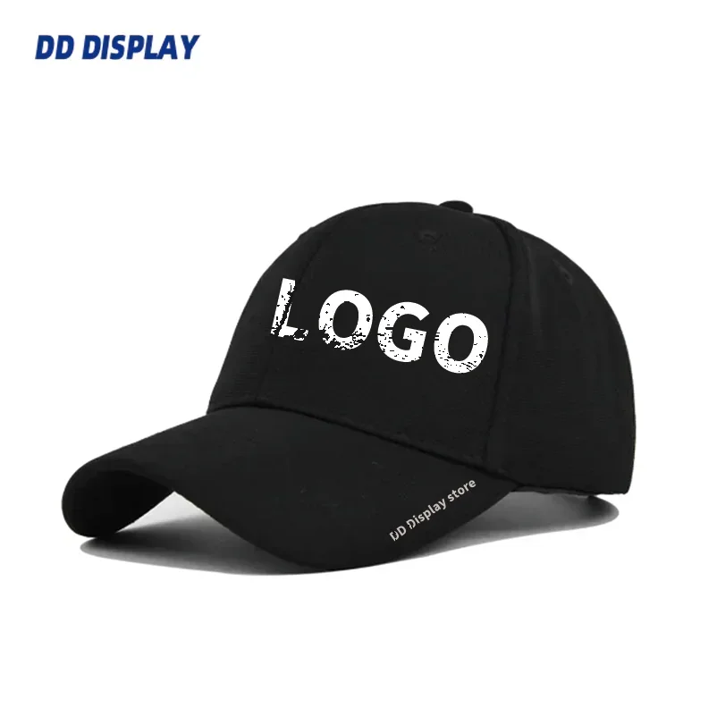 DD Custom Logo Size Adjustable Baseball Cap Women Men Casual Solid Color 100% Cotton Embroidery Print LOGO Fashion Outdoor Hats