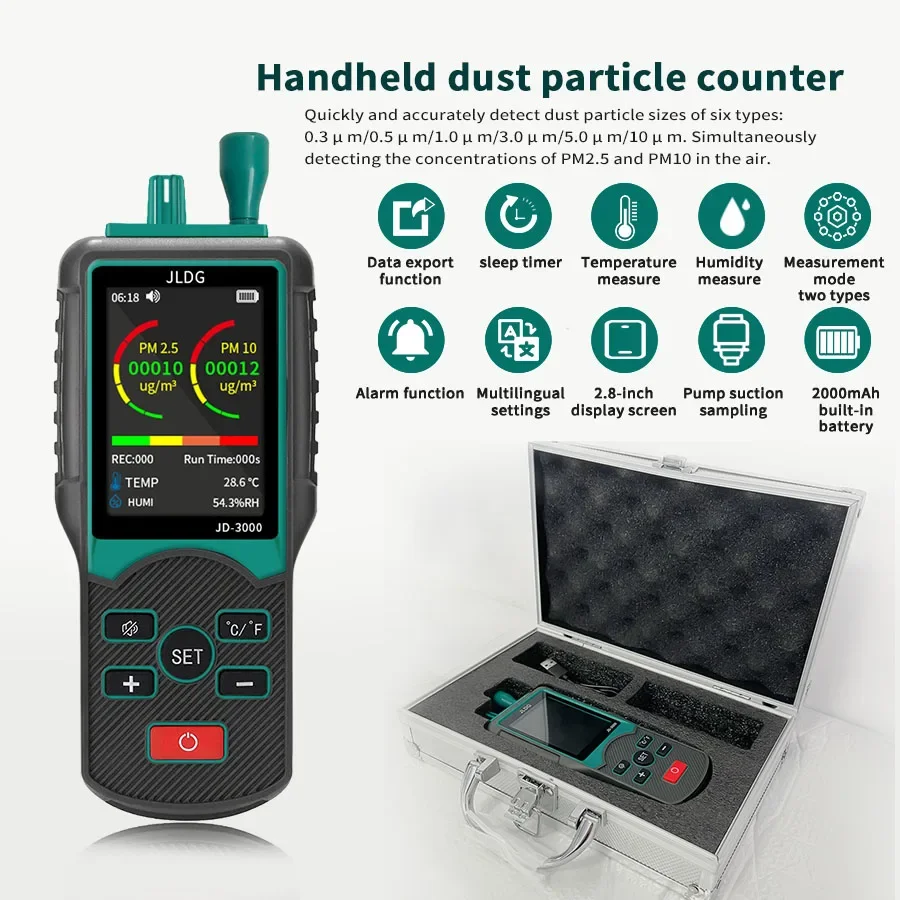 JD3000 Multifunctional PM2.5 PM 10 Air Quality Detector Handheld Gas Detector Dust Particle Detector Temperature Humidity Meter