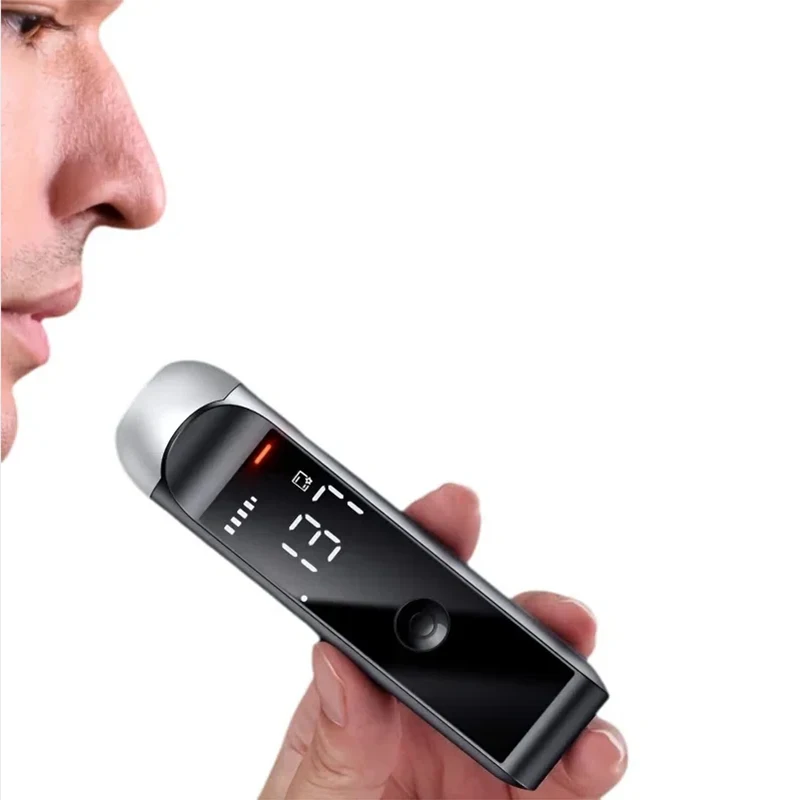 Mini Handheld, Portable, Air-blowing, High-precision Semiconductor Alcohol Tester with USB Charging Port, Non-contact Design, Se