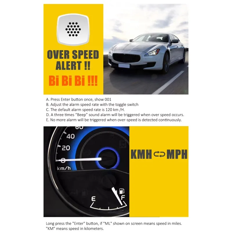 Universele 4,5 inch groot scherm GPS-snelheidsmeter C80 Head-up display met klokfunctie via snelheidsalarm