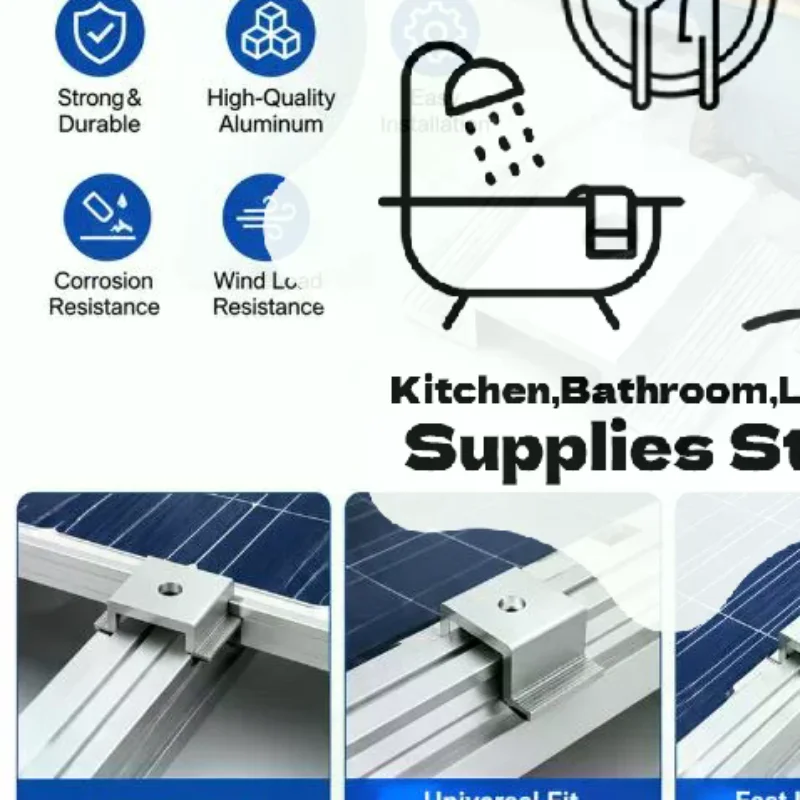 1/12pcs Solar Panel Mid Clamps,Solar Panel Bracket Aluminium Mounting Accessories Solar Mid Clamp for Solar Panel Mounting