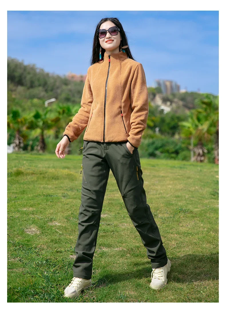 سميكة الدافئة الصوف سراويل شتوية النساء مقاوم للماء التنزه الرحلات التخييم التزلج لينة شل السراويل في الهواء الطلق يندبروف بنطلون 7376 #3