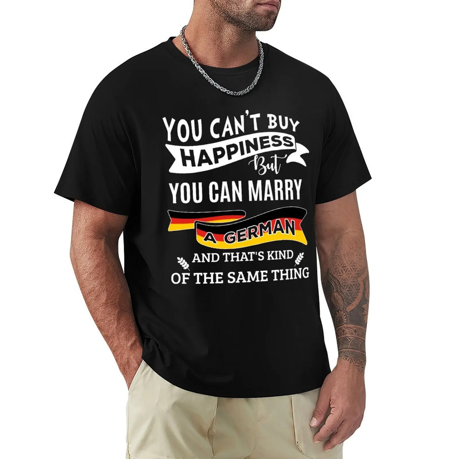 Regalos de boda divertidos - Regalo alemán - No puedes comprar la felicidad, pero puedes casarte - Camiseta del Día de San Valentín, camiseta de algodón de manga corta para el trabajo