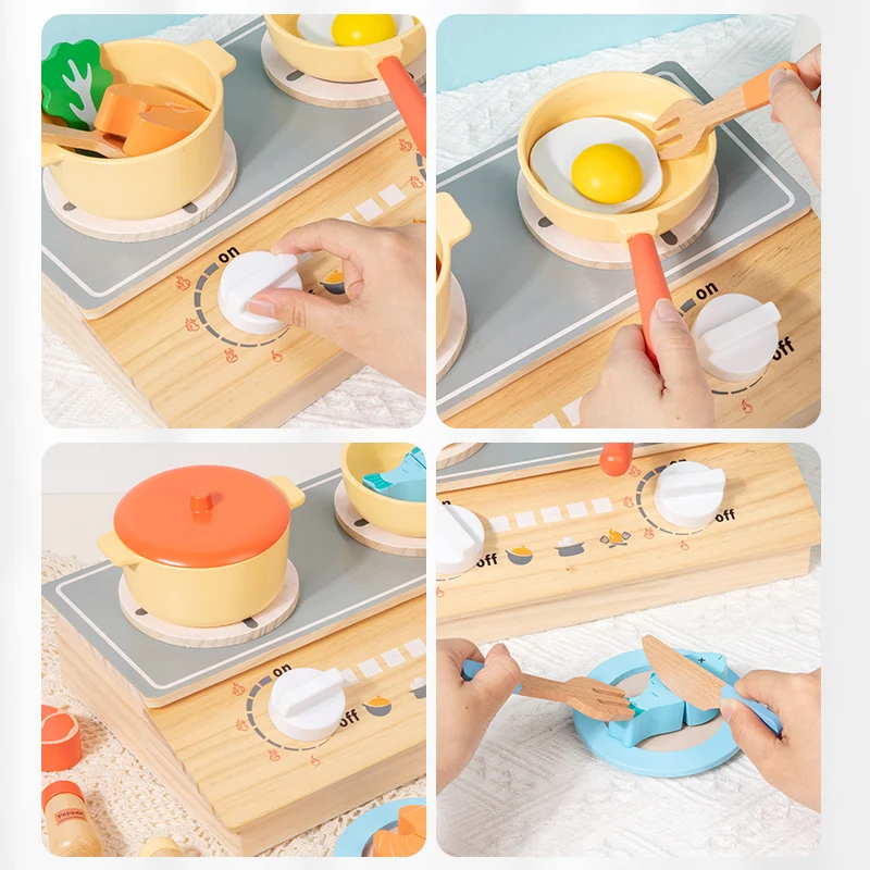 Kitchen play kitchen toys: Pretend cooking and food preparation practice coordination. Children develop skills while playing—sup