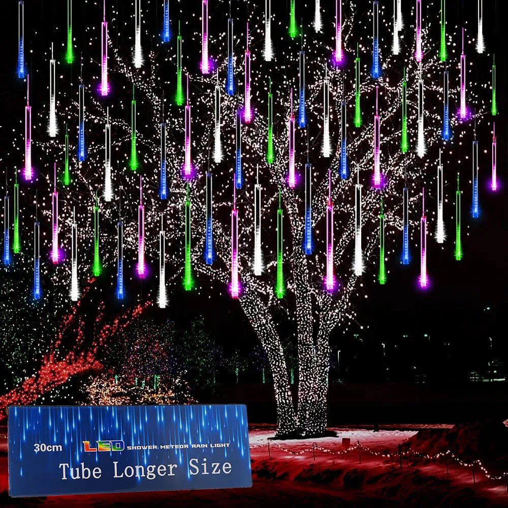 8 Tubes LED Meteor Shower Lights Outdoor Christmas Decoration Light String Fairy Lights Street Garden Yard Decoration