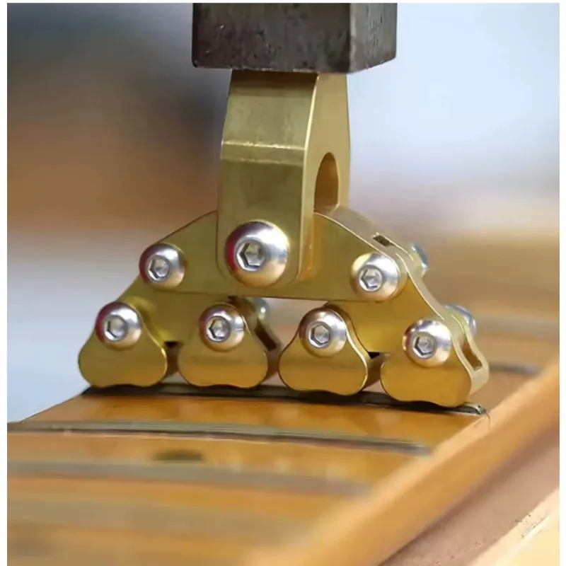Guitar wire installation indenter, adaptive to various fretboard radii variable radian, guitar wire installation tool