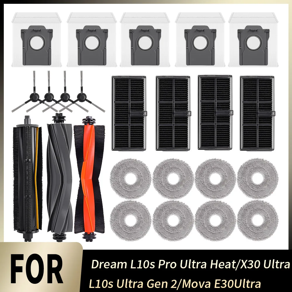 Pièce de rechange pour sac à poussière, filtre de brosse à rouleau principal pour Dreame L10s Pro Ultra Heat/X30 Ultra/Mova E30 Ultra /L10s Ultra Gen 2