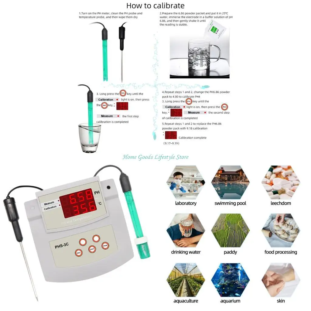 E74E Digital Acidity Temperature Meter Featuring Automatic Temperature Compensation