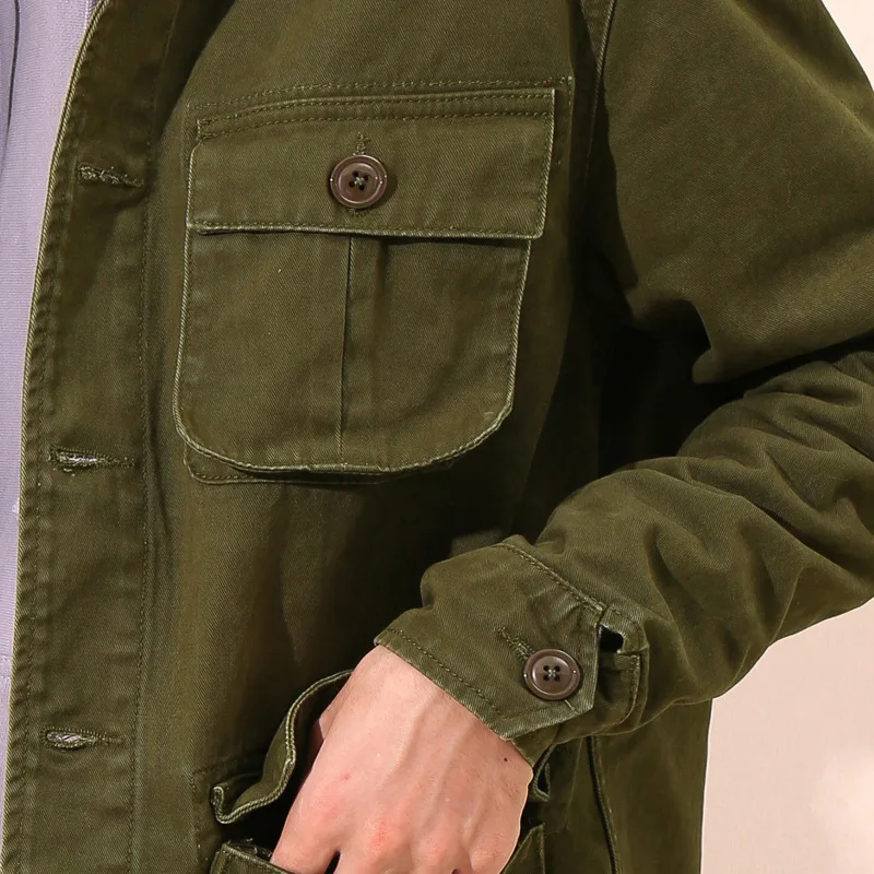 Retro Multi-pocket Tooling Jacket Men's Spring And Autumn Loose Trendy Brand Casual Lapel Hunting Jacket