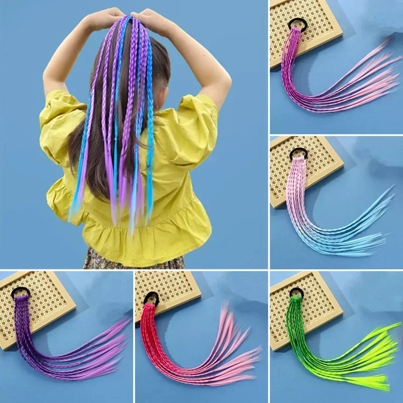 

Fashion Kids Wig Braids Girls Dirty Braids Elastic Hair Ties Rope Children Gradient Barrettes Headwear Hair New Year Accessories