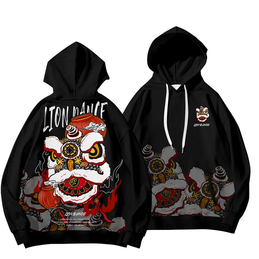 Hot Sales Autumn Winter Sweatshirts Dragon Lion 3D Digital Printing Hoodies Men Harajuku Streetwear Hoodie Casual Jacket