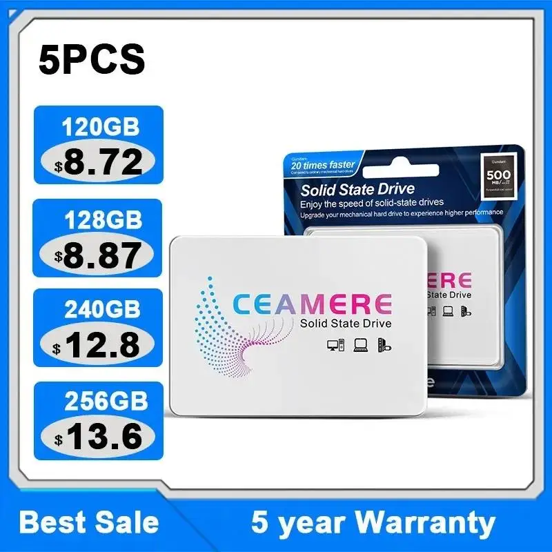 New! 2.5 SSD 5PCS 480GB 512GB 1TB 120GB 128GB 240GB 256GB Free Custom Logo Computer Solid State Hard Disk Internal Hard Drive