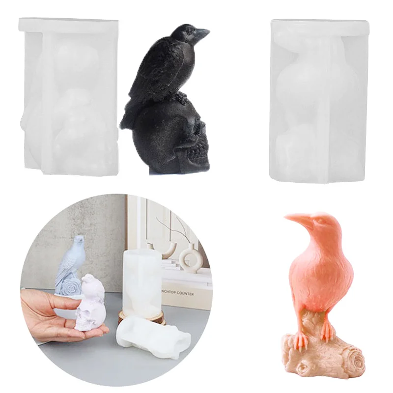 Halloween Crow Skull Silicone Mold Party Favor Horror Skeleton Ornament Epoxy Resin Mold Scented Silicone Mold
