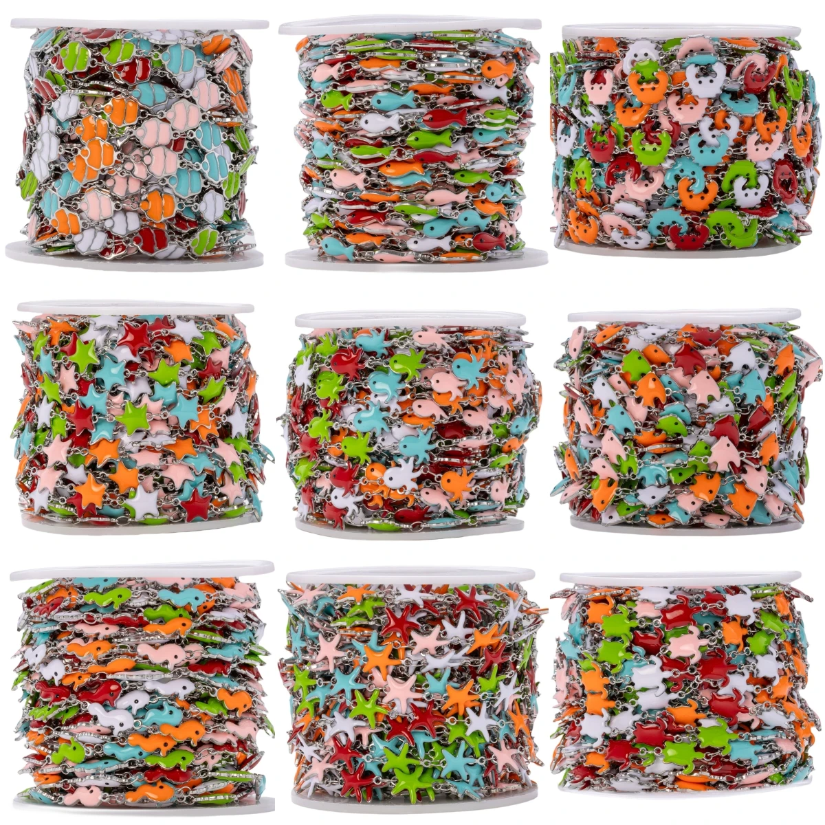 1Meter Stainless Steels Enamel Fish Crab Dolphin Ocean Animal Chains DIY Necklaces Bracelets Jewelry Making Accessorie Wholesale view 2