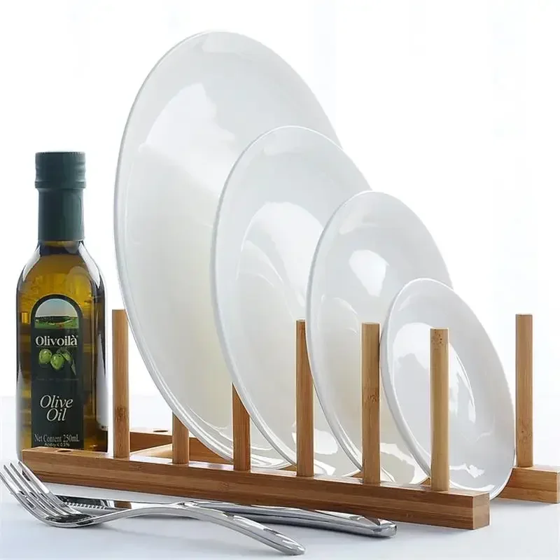 8.5 Inch, Plain White Bone China Food Tray, Ceramic Steak Dish, Plate for Fruit, Porcelain Dinnerware Set, Microwave Safe