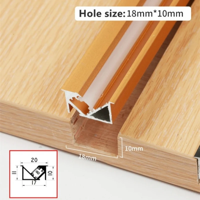 45 درجة الإضاءة المائلة جزءا لا يتجزأ من إضاءة الخزانة قناة LED الألومنيوم الشخصي الخطي قطاع ضوء خزانة الرف طبقة مصباح شريطي