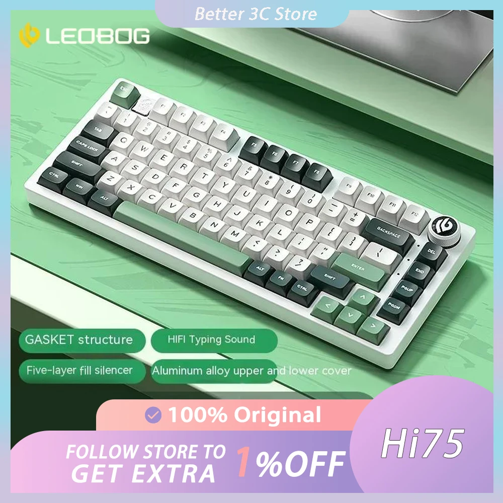 

LEOBOG Hi75 Mechanical Keyboard Multifunctional Knob Aluminium Alloy Quick Trigger Low Delay RGB Gaming Keyboard Pc Gamer Gifts