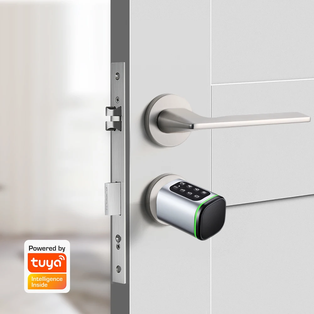 Imagem -03 - Tuya-smart Digital Door Lock Mortise Deadbolt Maneiras Cilindro Ajustável Comprimento Impressão Digital App Senha Chave Desbloqueio do Cartão ic