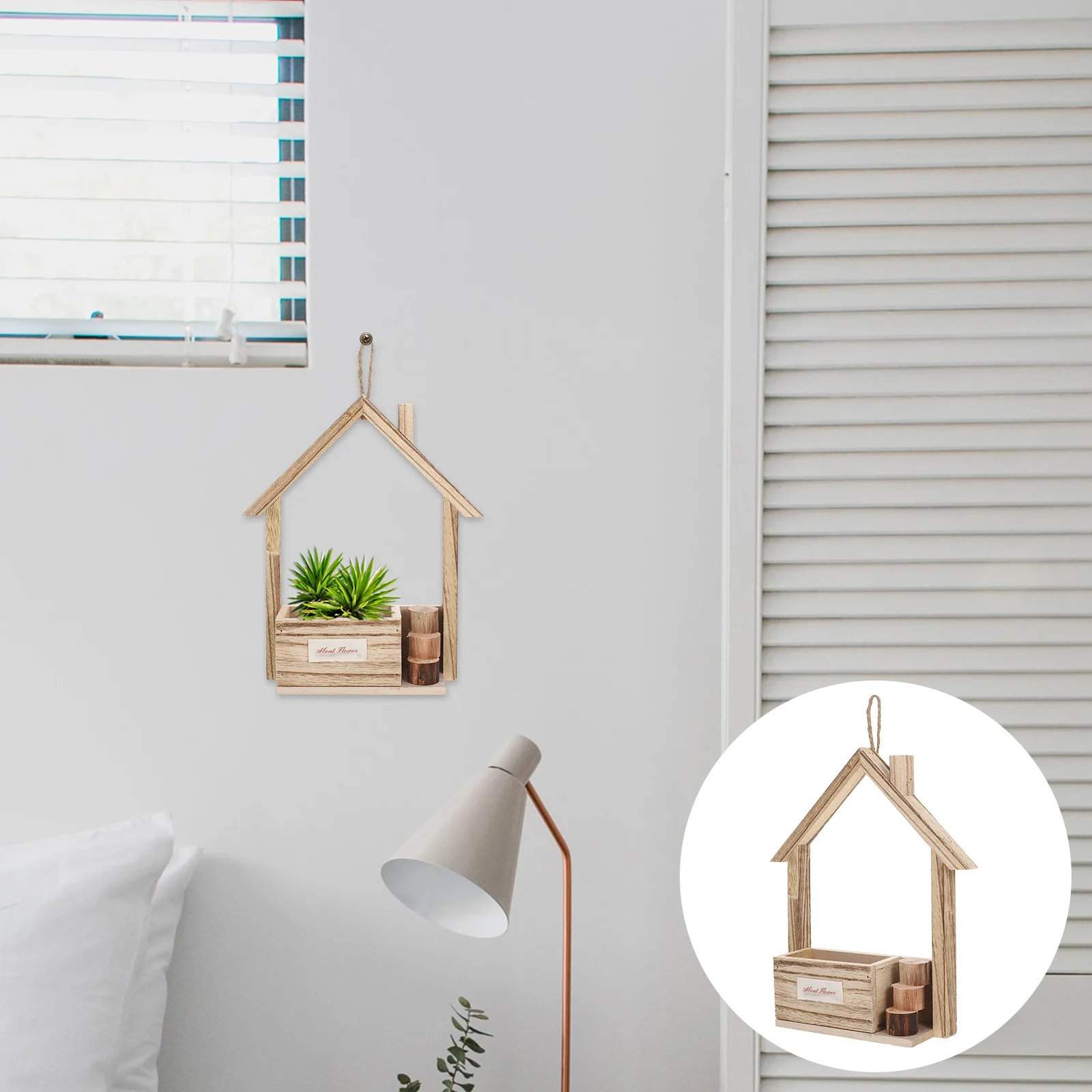 

Mounted Wood Flower Pot Hanging Indoor Plant Holder Vase For Dried Flowers Living Room Small Apartment Decor Space Saving