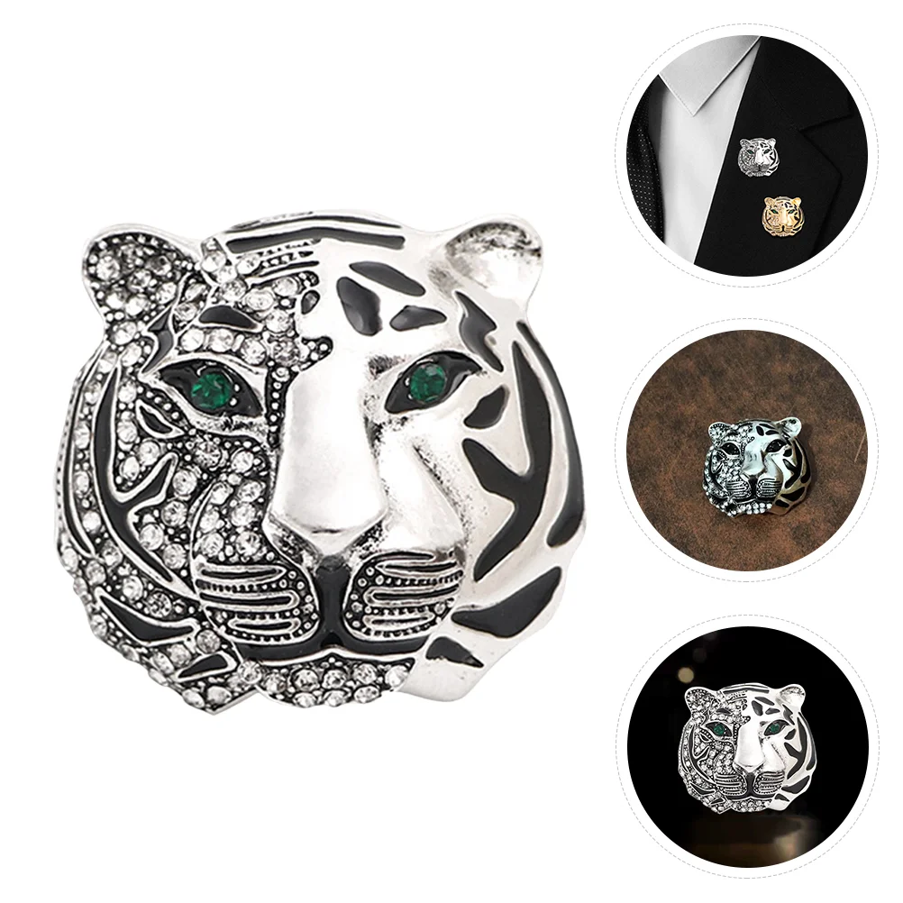 Gorsecik Kreatywna broszka Akcesoria do garnituru Rhinestone Tiger Corsages Zinc Alloy Breastpin Coat Classic