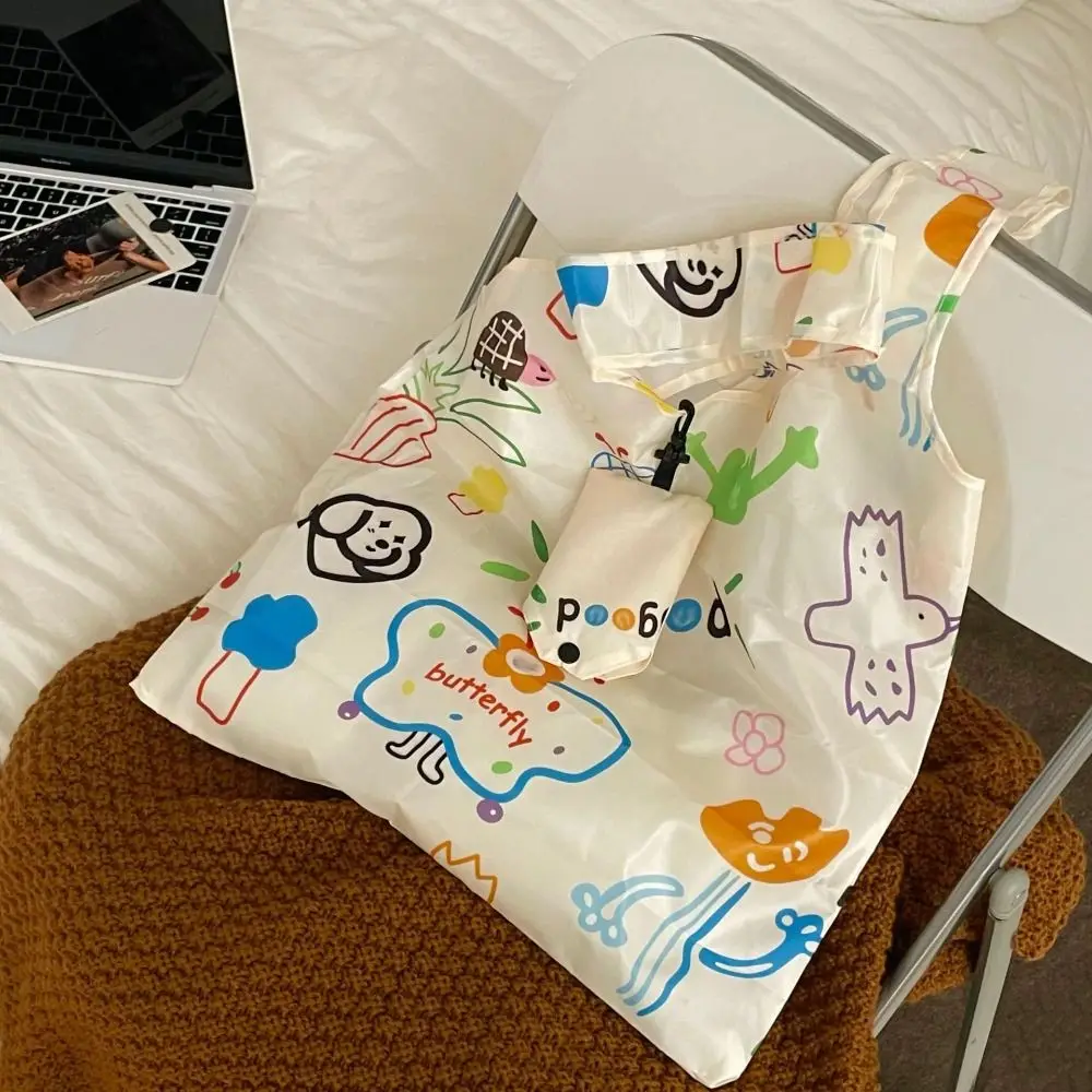 

Creative Nylon Foldable Shopping Bag Tote Bag Reusable Cartoon Eco Bag Storage Bags Waterproof Travel Grocery Bag Travel