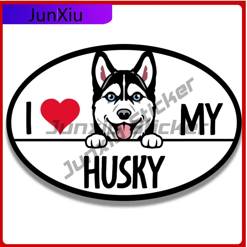 

I Love My Husky Dog Breed Decal Cute Peeking Trendy Waterproof Vinyl Sticker Car Laptop Window Bump