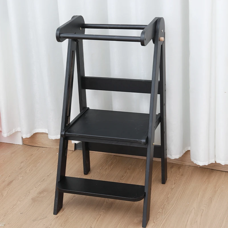 Birch Multi-Layer Footstool  Foldable Baby Step Stool  Adjustable Climbing Ladder with Anti-Slip Handle for Nursery  Kitchen