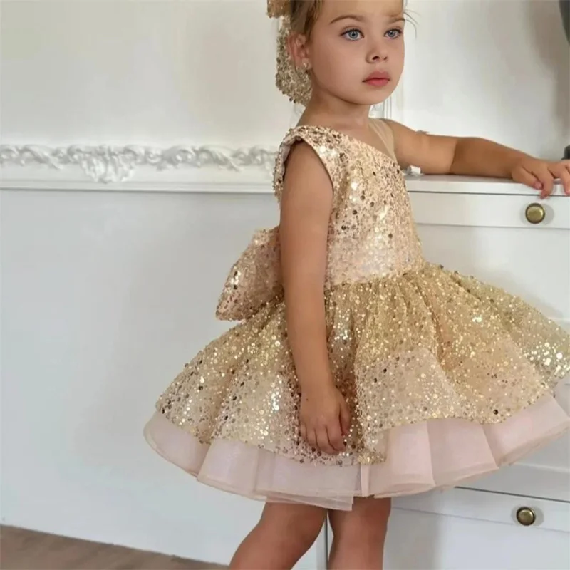 

Kids Baby Princess Beading Tulle Bow Flower Girl Dresses First Communion Dresses Birthday Christmas Gift Wedding Party Birthday