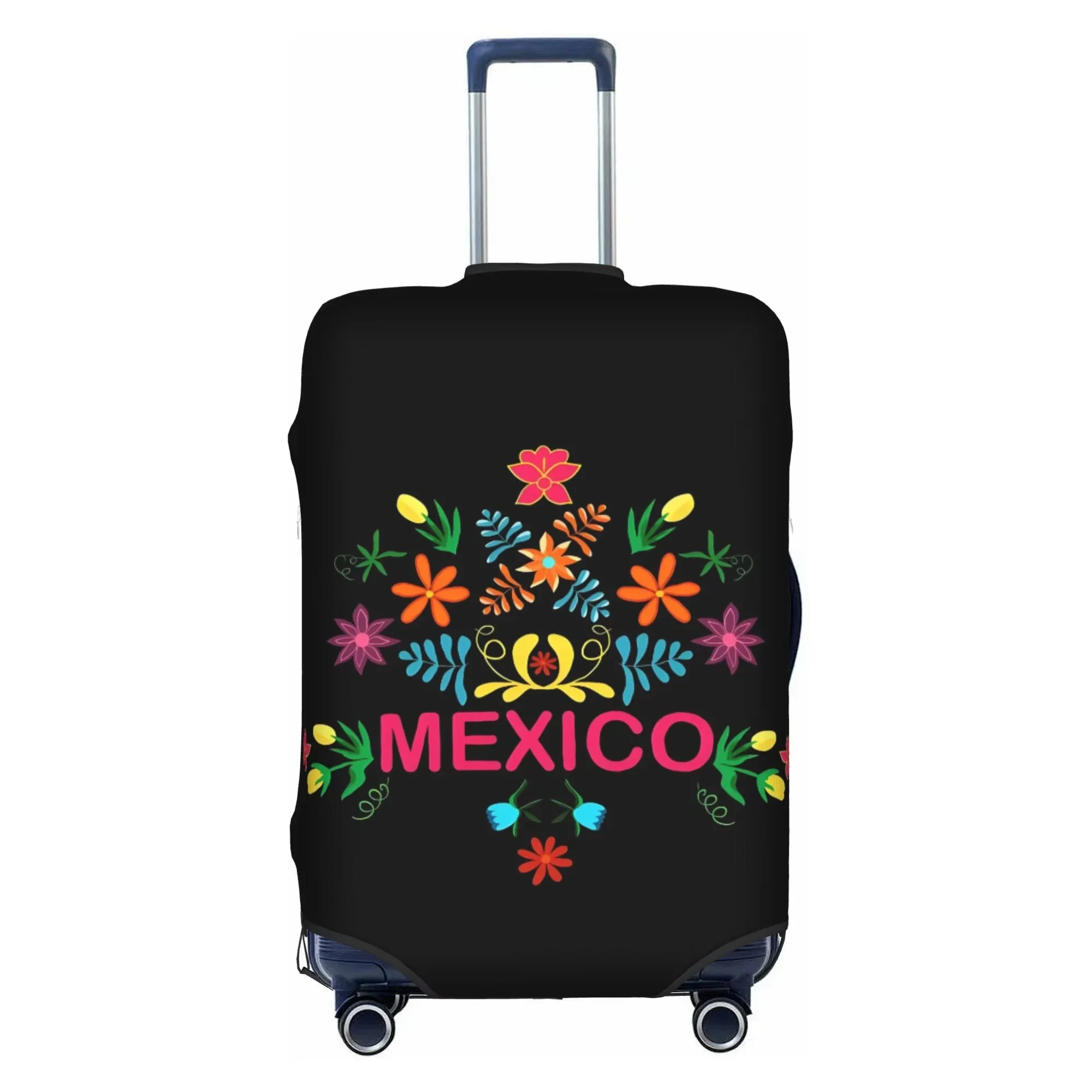 Mexico Colorful Floral Print Luggage Cover Elastic Suitcase Protector Dustproof Anti Scratch Travel