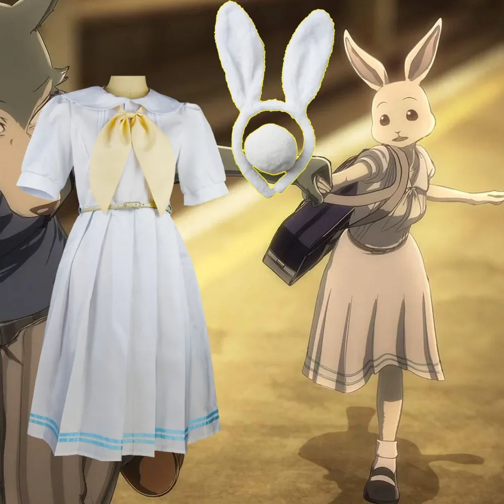 Anime Beastars Haru Cosplay Kostuum Uniform Wit Konijn Dier Schattige Jurk Meisjes Outfits