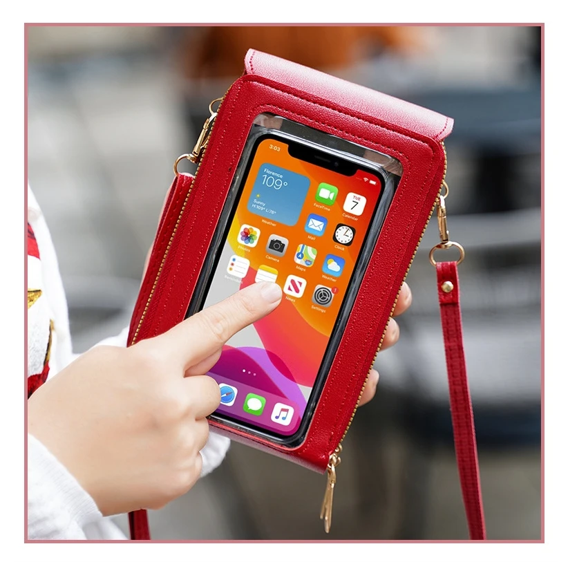 

Crazy Bag Fashion Touch Screen Lock Cell Phone Bag Women's Mobile Phone Card Holder Crossbody Shoulder Bag
