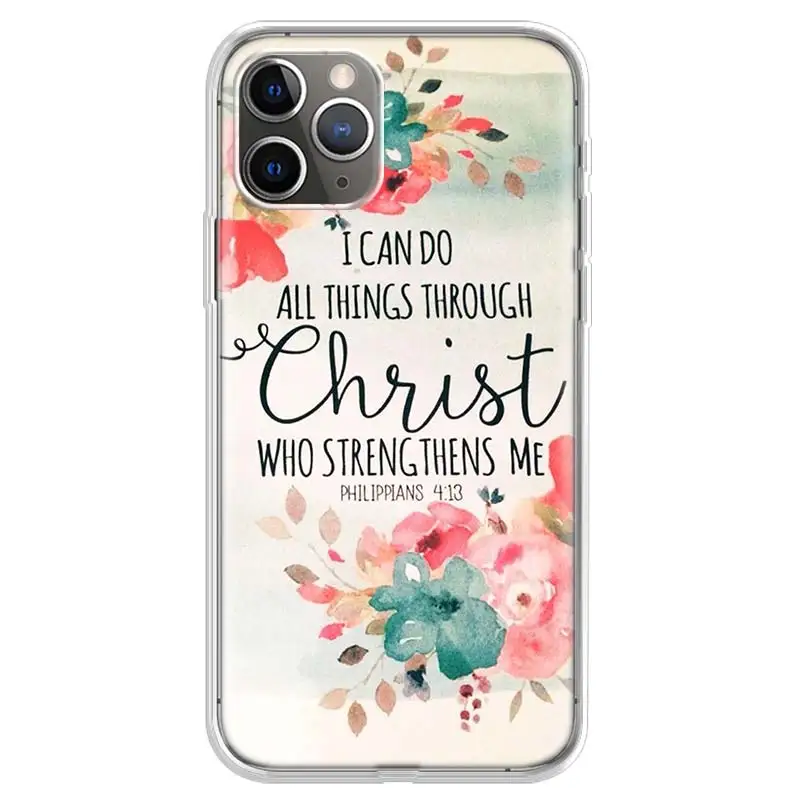 Bible verse Philippians Jesus Christ Christian Phone Case For Apple iPhone 11 13 14 15 16 12 Pro Max SE X XR XS 7 8 Plus Pattern