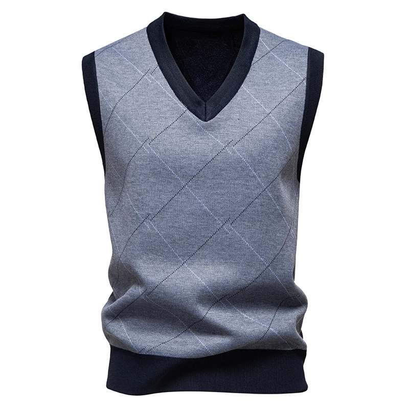 2026 New Arrival Autumn Winter Men's Fashion Pullover Knit Vest Slim Fit Warm Layering Casual Comfortable Sweater Vest