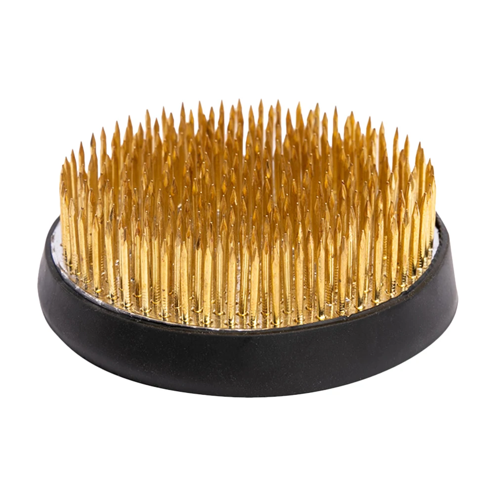 

Round Copper Needle Flower Frog Vase Arrangement Tool Sturdy Needles Reusable Non Slip Rubber Base Plant Stand Floral Decor