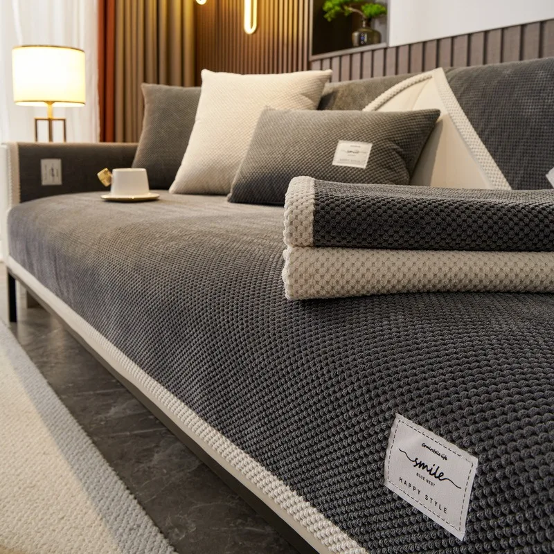 

Thick Corduroy Sofa Cushion Four Season Anti Slip Plush Sofa Covers Solid Couch Cover L Shaped Sofa Cover Protector Bench Covers