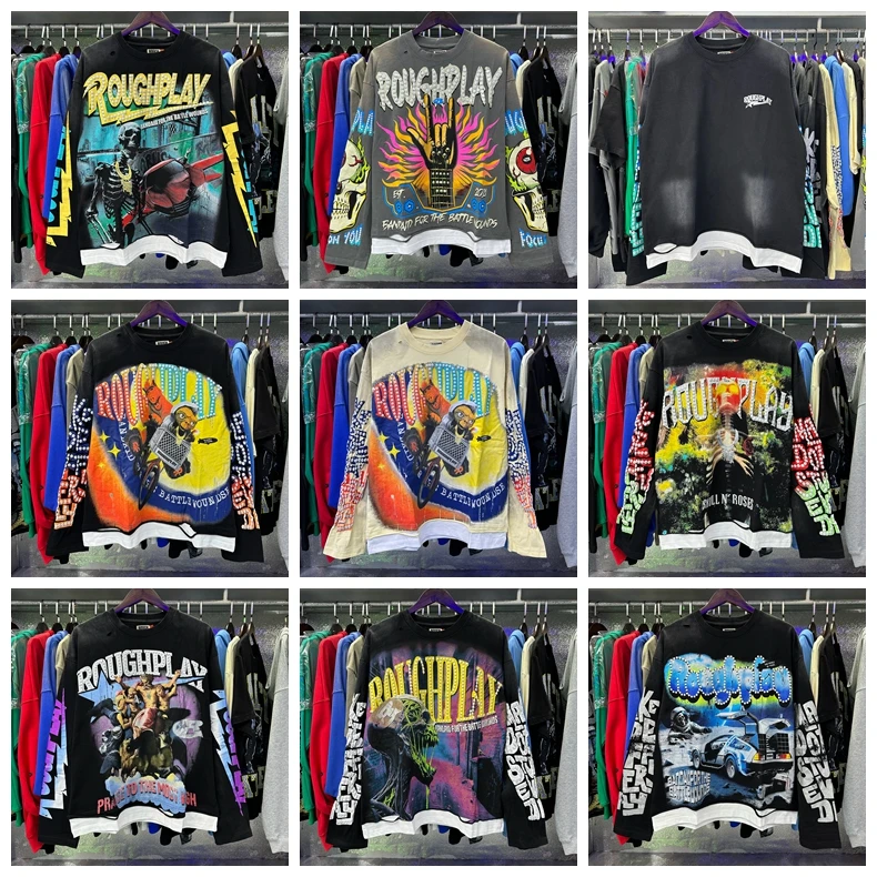 

Повседневная длинная футболка с серебряным принтом в стиле ретро, свободная посадка, удобная хлопковая футболка с отрывными отверстиями