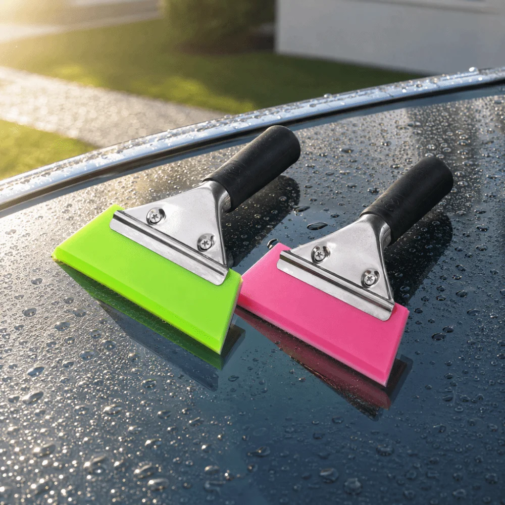Stainless Steel Handle Car Window Tint Squeegee Oxford Rubber Clip-on Design Vinyl Wrap Squeegee Professional Grade