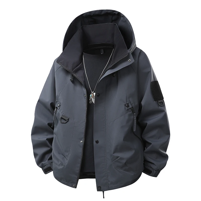 

2026 весенняя уличная мужская водонепроницаемая ветрозащитная походная куртка женская осенняя свободная посадка легкая куртка на молнии с капюшоном для кемпинга